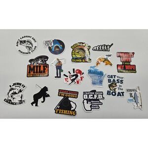 Funny Fishing‎ Stickers Pack 15pcs Waterproof Vinyl Decals laptop car water btls